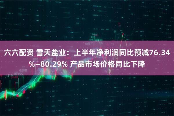 六六配资 雪天盐业：上半年净利润同比预减76.34%—80.29% 产品市场价格同比下降